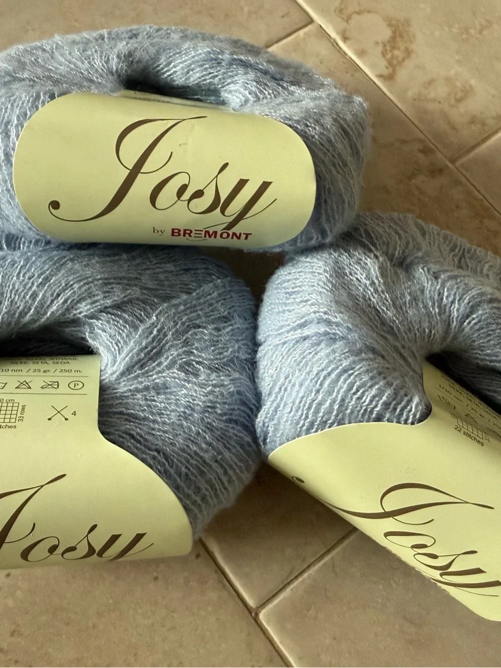 Josy by Bremont Light Blue Lace-Weight Alpaca/Silk Yarn- 3 skeins